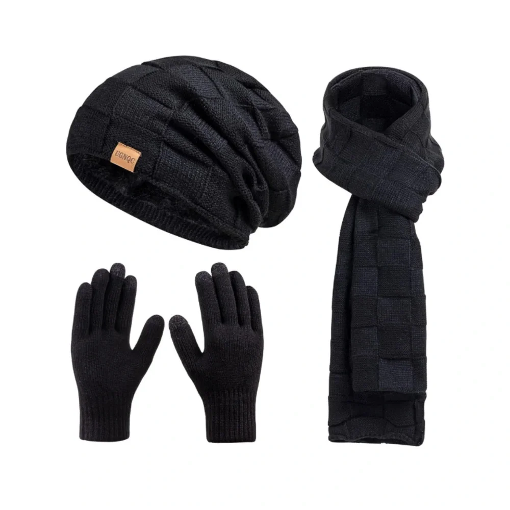 🌹🆕 Black Unisex Winter Accessories Set Hat Scarf and Gloves Christmas Gift - Picture 8 of 8